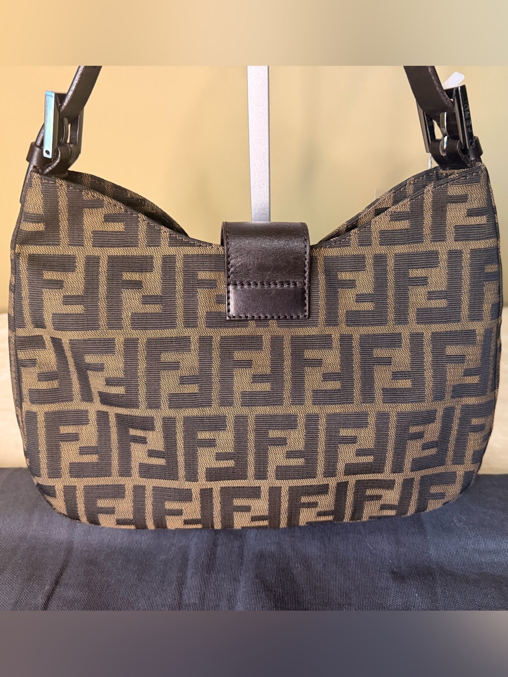 Fendi Brown and Black Zucca Canvas Mamma Baguette Shoulder Bag - Picture 9 of 16